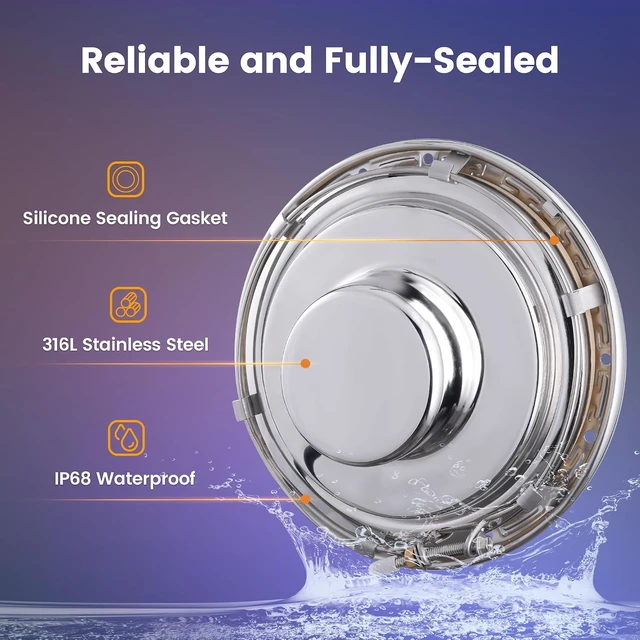 Alt view image 6 of 7 - 12V AC Pool Lights for Inground Pool, 10 Inch, Color Changing