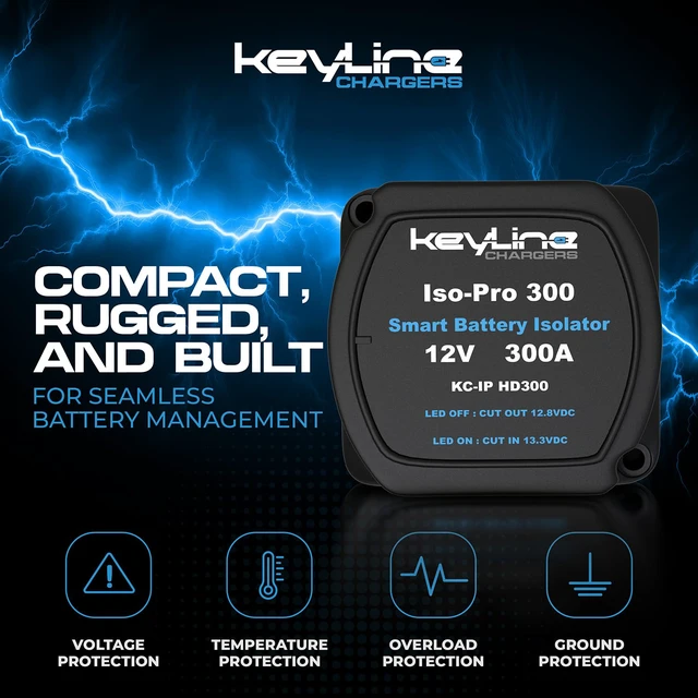 Alt view image 3 of 7 - Dual Battery Isolator Kit Heavy Duty 300 AMP 1000 AMP Peak Voltage Sensitive Relay VSR for 12 Volt Systems - Works with All Batteries Types Including Lithium and LiFePO4