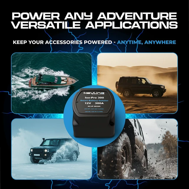 Alt view image 6 of 7 - Dual Battery Isolator Kit Heavy Duty 300 AMP 1000 AMP Peak Voltage Sensitive Relay VSR for 12 Volt Systems - Works with All Batteries Types Including Lithium and LiFePO4