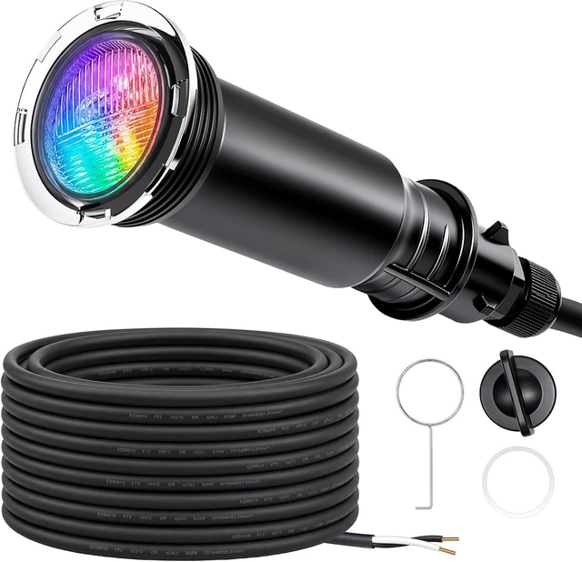 Main image of Color Changing LED Pool Light 1.5" Fitting, 12V AC Submersible Underwater Spa Light with 14 RGBW Modes, Compatible with Pentair Control Systems, IP68 Waterproof Niche Fixture 50FT