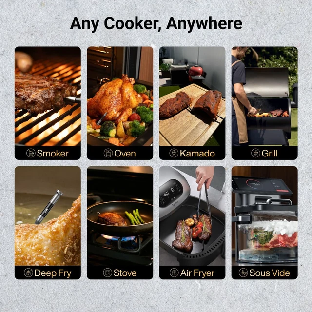 Alt view image 6 of 7 - Smart WiFi Wireless Meat Thermometer 2 Thin Probes & 6 Sensors
