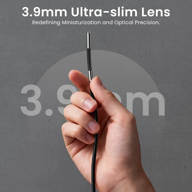 Alt view image 2 of 7 - Two-Way Articulating Borescope with Light, 3.9mm Articulating Probe Industrial Endoscope Camera with 3.3ft/1m Self-Resetting Tube, 5" IPS Screen Inspection Camera with Light for Engine/Pipe