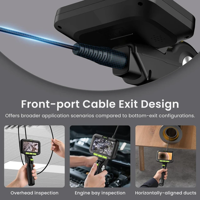 Alt view image 3 of 7 - Two-Way Articulating Borescope with Light, 3.9mm Articulating Probe Industrial Endoscope Camera with 3.3ft/1m Self-Resetting Tube, 5" IPS Screen Inspection Camera with Light for Engine/Pipe