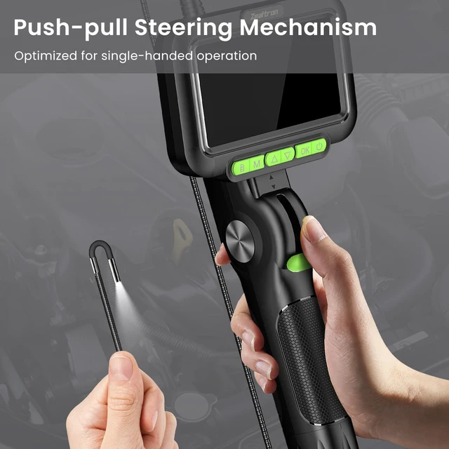 Alt view image 6 of 7 - Two-Way Articulating Borescope with Light, 3.9mm Articulating Probe Industrial Endoscope Camera with 3.3ft/1m Self-Resetting Tube, 5" IPS Screen Inspection Camera with Light for Engine/Pipe