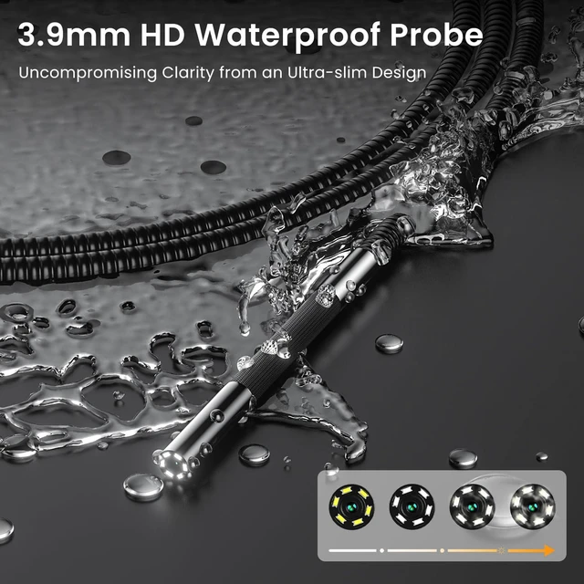 Alt view image 7 of 7 - Two-Way Articulating Borescope with Light, 3.9mm Articulating Probe Industrial Endoscope Camera with 3.3ft/1m Self-Resetting Tube, 5" IPS Screen Inspection Camera with Light for Engine/Pipe