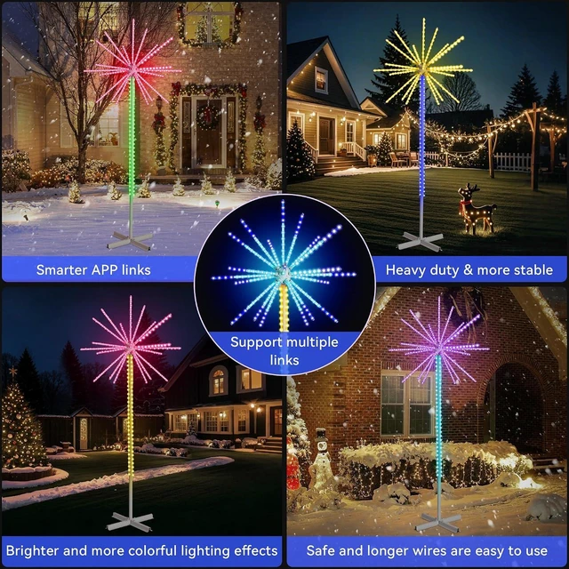 Alt view image 4 of 7 - 9 FT 270 LEDs Led Firework Lights Outdoor, Smart Color Change