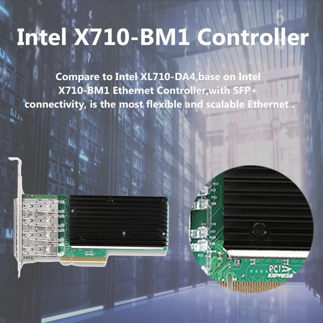 Alt view image 4 of 7 - 10Gb PCI-E X8 NIC Network Card, with XL710-BM1 Ethernet Controller,Dual SFP+ Port, Compare to XL710-DA4,PCI-Express Ethernet Adapter Support Windows Server,Linux,VMware