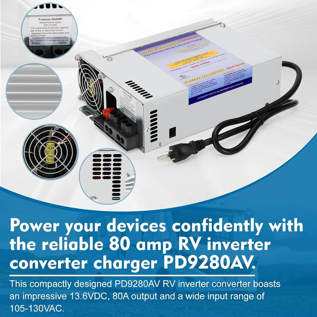 Alt view image 4 of 7 - PD9280AV 80Amp RV Inverter Converter Charger, Intelligent Rv Converter/Charger for Lead Acid Battery, Compatible with PD9280AV and PD9200 Series Power Converter/Charger for RV Camper Caravans