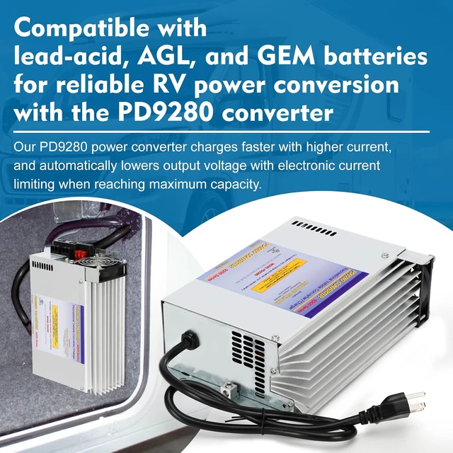 Alt view image 7 of 7 - PD9280AV 80Amp RV Inverter Converter Charger, Intelligent Rv Converter/Charger for Lead Acid Battery, Compatible with PD9280AV and PD9200 Series Power Converter/Charger for RV Camper Caravans