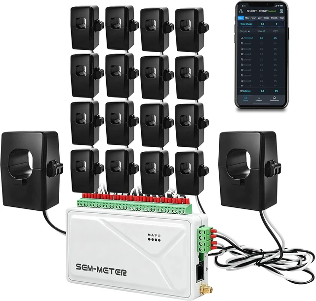 Main image of Smart Home Energy Monitor with 16 50A circuit sensors, Real-Time Power Usage & Electricity Cost Tracking, Achieve energy automation control.