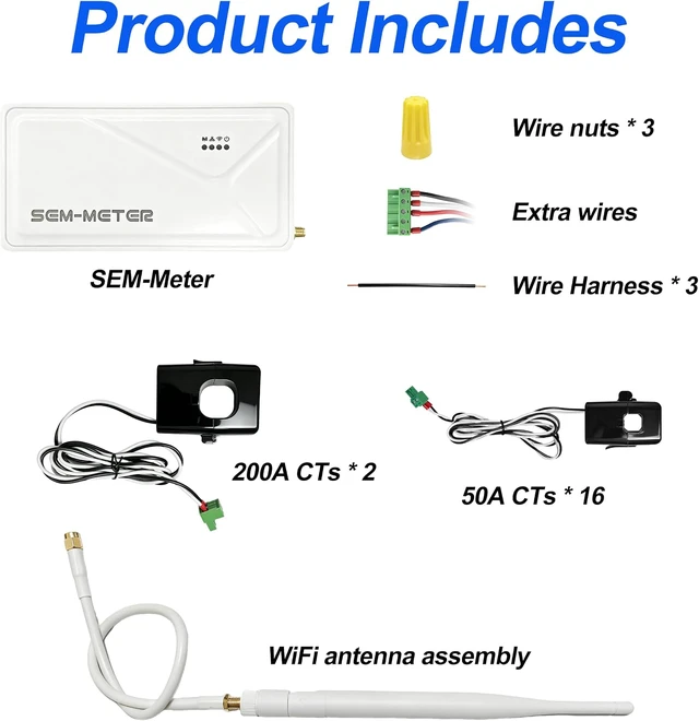 Alt view image 2 of 4 - Smart Home Energy Monitor with 16 50A circuit sensors, Real-Time Power Usage & Electricity Cost Tracking, Achieve energy automation control.