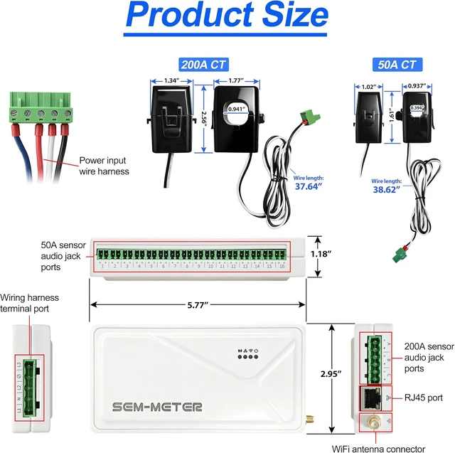 Alt view image 3 of 4 - Smart Home Energy Monitor with 16 50A circuit sensors, Real-Time Power Usage & Electricity Cost Tracking, Achieve energy automation control.