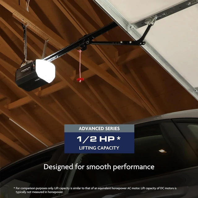 Alt view image 3 of 7 - Chain Drive myQ Garage Door Opener, 1/2 HP w/Battery Backup