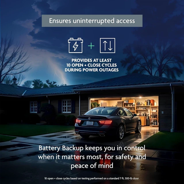 Alt view image 4 of 7 - Chain Drive myQ Garage Door Opener, 1/2 HP w/Battery Backup