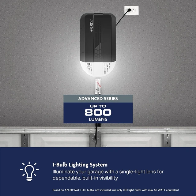 Alt view image 5 of 7 - Chain Drive myQ Garage Door Opener, 1/2 HP w/Battery Backup
