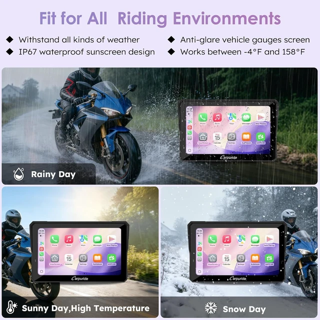 Alt view image 4 of 7 - W702RS PRO 7" Motorcycle Wireless CarPlay & Android Auto with BSD Radar