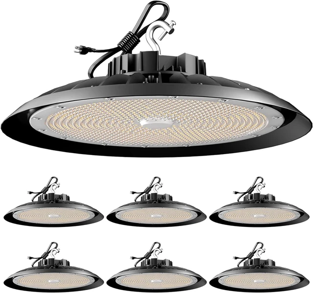Main image of Upgrade 300W High Bay LED Shop Light 45000lm (Eqv.1200W MH/HPS) UFO High Bay Lighting, ETL UFO Lights AC100-277V High Bay LED Light Warehouse,Workshop, Garage & Barn,Plug & Play-6Pack