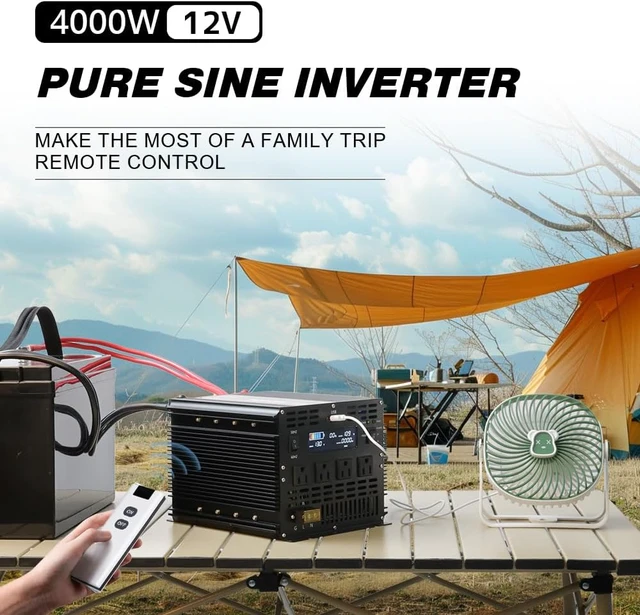 Alt view image 7 of 7 - 4000W Pure Sine Wave Power Inverter 12V DC to 110V/120V AC