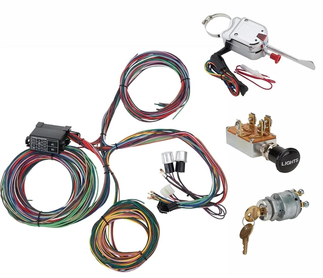 Main image of 12 Circuit Mini-Fuse Universal Hot Rod Wiring Harness & Accessories Kit