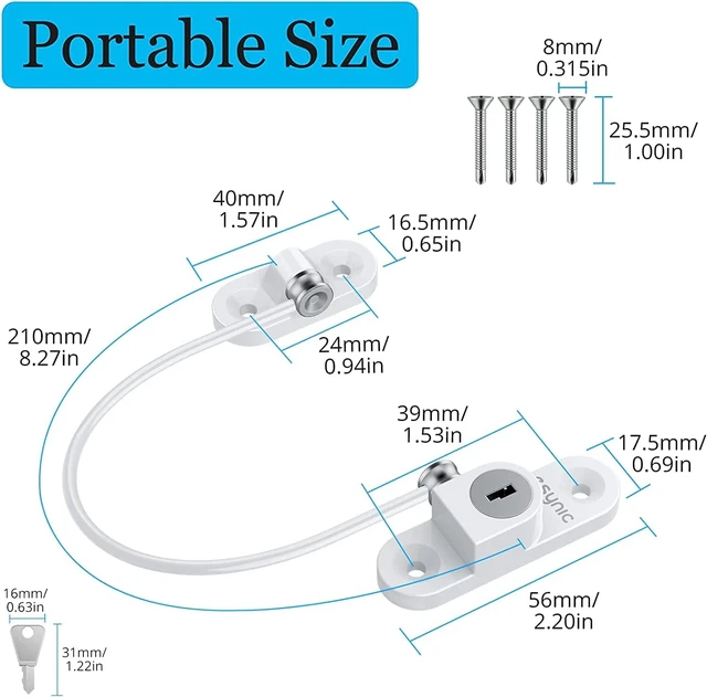 Alt view image 7 of 7 - 10-Pack Window Restrictor Locks, 7.28" Wire, Aluminum & Stainless Steel for Home & Baby Safety