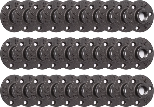 Main image of 30-Pack 1" Malleable Iron Floor Flange with Threaded Hole for DIY, Furniture & Shelving