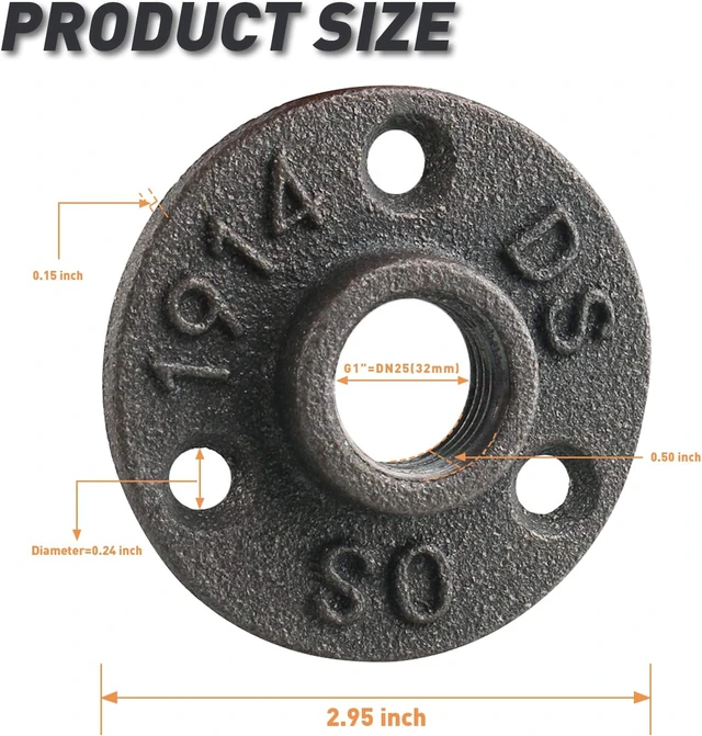 Alt view image 2 of 7 - 30-Pack 1" Malleable Iron Floor Flange with Threaded Hole for DIY, Furniture & Shelving