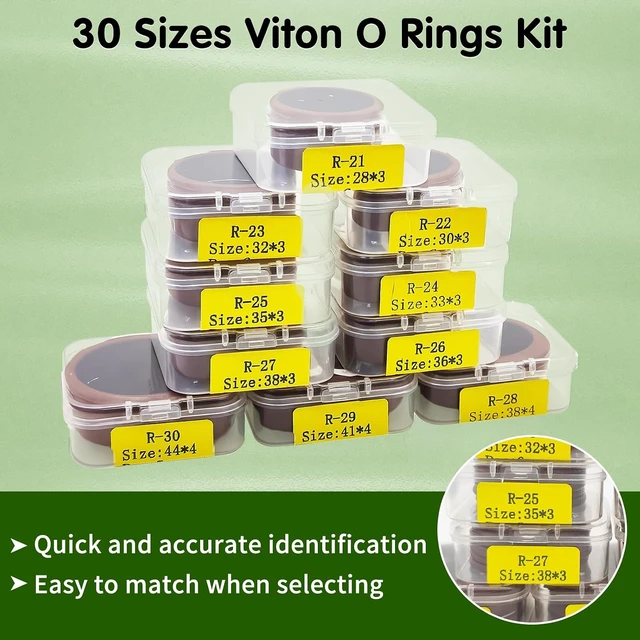 Alt view image 3 of 7 - 198-Piece Viton O-Ring Kit, 30 Sizes, 75A Shore, High Temp