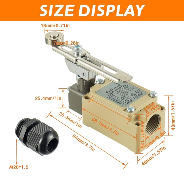 Alt view image 2 of 7 - WLCA12-2-Q Adjustable Roller Lever Arm Limit Switch