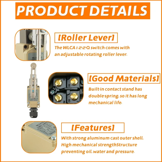 Alt view image 4 of 7 - WLCA12-2-Q Adjustable Roller Lever Arm Limit Switch