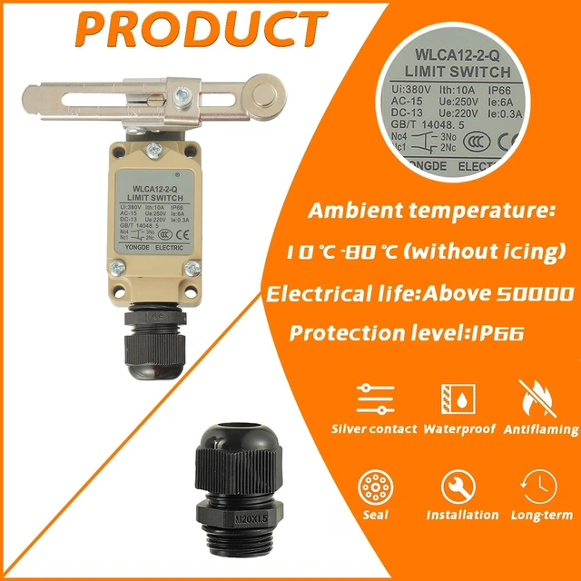 Alt view image 3 of 7 - WLCA12-2-Q Adjustable Roller Lever Arm Limit Switch