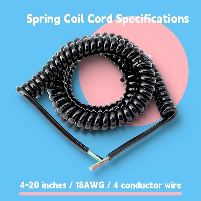 Alt view image 2 of 7 - 20FT 18/4 Coil Cord, 4-Conductor 18AWG Retractable for Industrial & Home Use