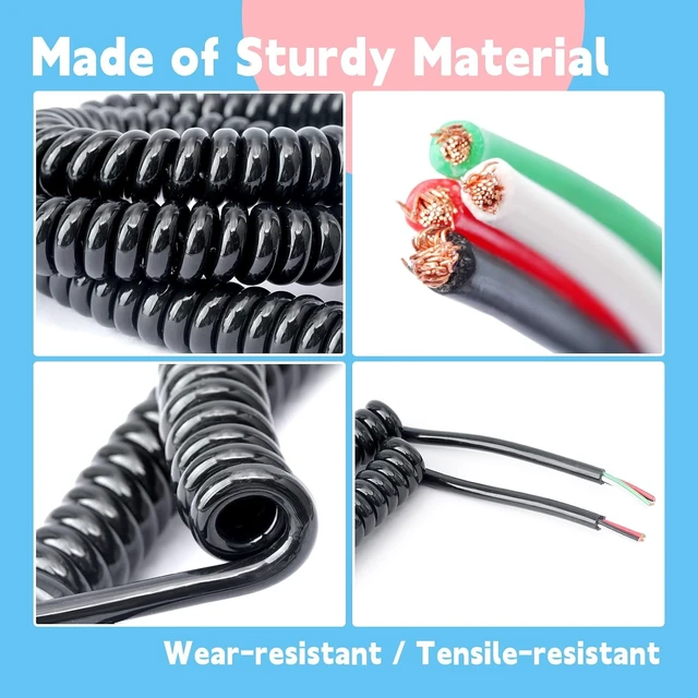 Alt view image 4 of 7 - 20FT 18/4 Coil Cord, 4-Conductor 18AWG Retractable for Industrial & Home Use