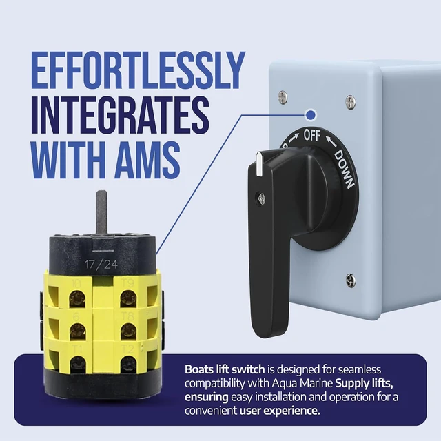 Alt view image 5 of 7 - 3-Position Boat Lift Switch, Spring Return for up to 2-HP Motors, Stainless Steel Terminals