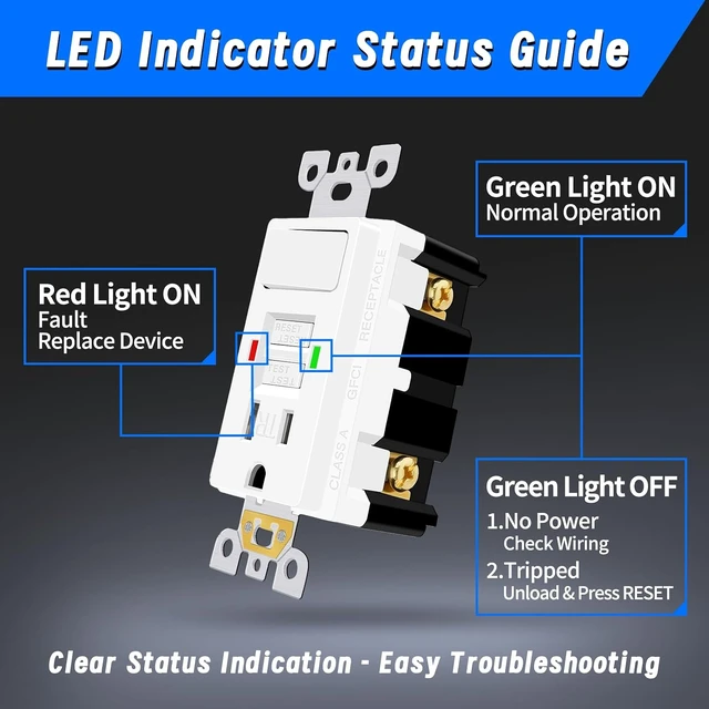 Alt view image 6 of 7 - 4-Pack 15A GFCI Outlet Light Switch Combo, Self-Test, ETL Listed