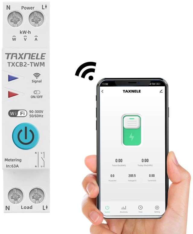 Main image of Tuya WiFi Smart Circuit Breaker Energy Meter, 1P 230V 63A, DIN Rail with APP Remote Control