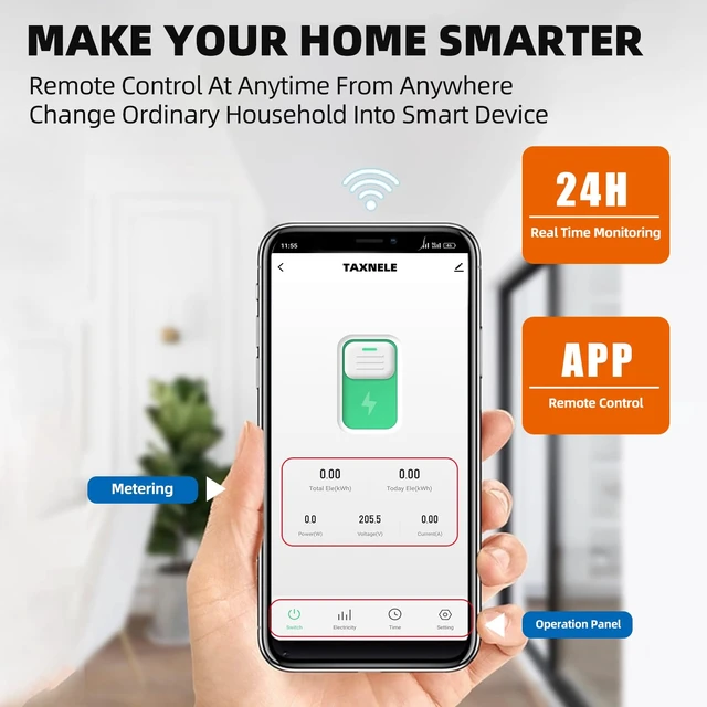 Alt view image 6 of 7 - Tuya WiFi Smart Circuit Breaker Energy Meter, 1P 230V 63A, DIN Rail with APP Remote Control