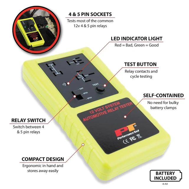Alt view image 2 of 6 - 12-Volt 4 & 5-Pin Automotive Relay Tester (3009)