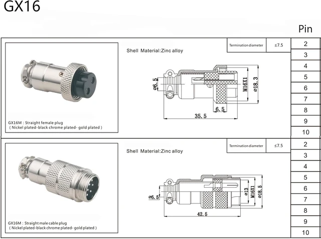 Alt view image 7 of 7 - 32.8ft GX16 4-Pin Aviation Cable, Double Female to Female, 20AWG (10m)