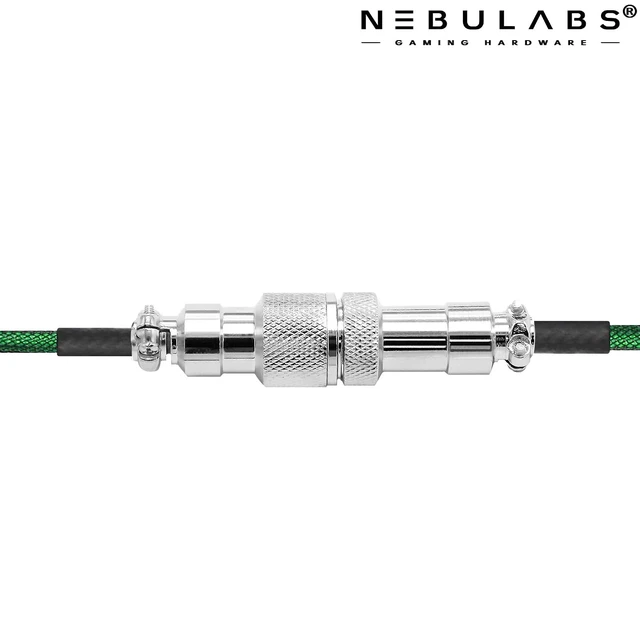 Alt view image 2 of 7 - 5ft Custom Coiled Keyboard Cable, USB-C GX-16 Aviator, Detachable Connector, USB-A to USB-C, Dark Green