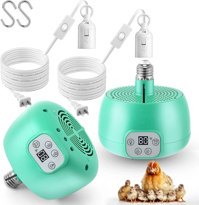 Main image of 2-Pack Chicken Coop Heater with Smart Temperature Control & 5ft Cable for Poultry, Reptile & Pets