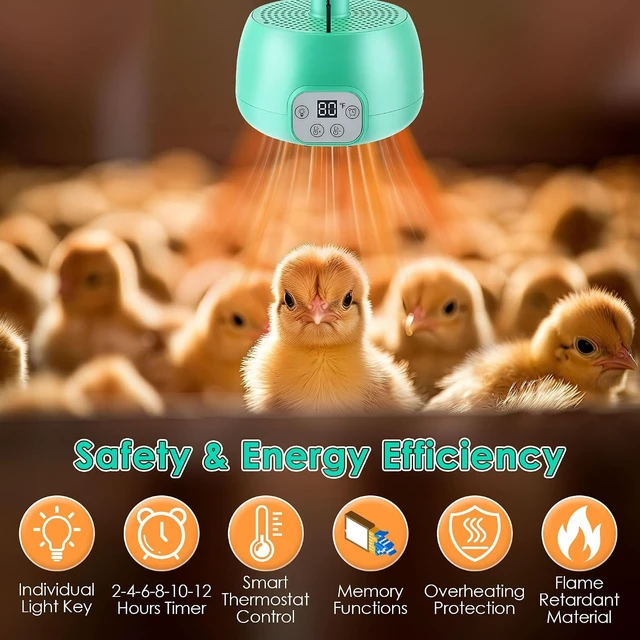 Alt view image 5 of 7 - 2-Pack Chicken Coop Heater with Smart Temperature Control & 5ft Cable for Poultry, Reptile & Pets