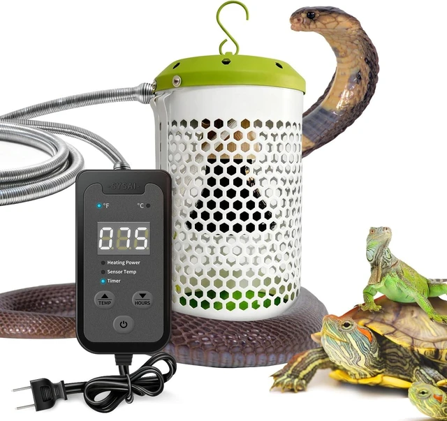 Main image of 100W Reptile Heat Lamp with Thermostat & Chew-Proof Cord for Bearded Dragon, Snake & Turtle