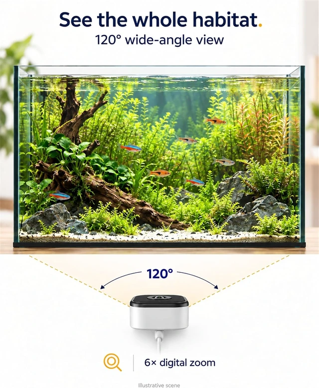 Alt view image 3 of 7 - 2K Aquarium Camera with Fill Light for Fish Tank & Reptile
