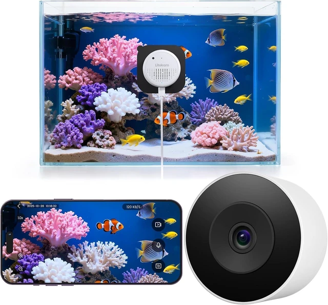 Main image of F1.0 2K 3MP Fish Tank & Reptile Camera with Close-Focus Lens, 147° Wide Angle, 2.4G/5G WiFi