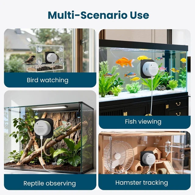 Alt view image 7 of 7 - F1.0 2K 3MP Fish Tank & Reptile Camera with Close-Focus Lens, 147° Wide Angle, 2.4G/5G WiFi