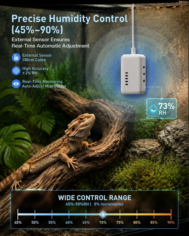 Alt view image 5 of 7 - 5L Reptile Fogger Humidifier with Dual Hose, Remote, Humidity Sensor & Auto Control