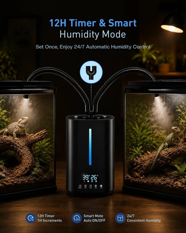 Alt view image 6 of 7 - 5L Reptile Fogger Humidifier with Dual Hose, Remote, Humidity Sensor & Auto Control