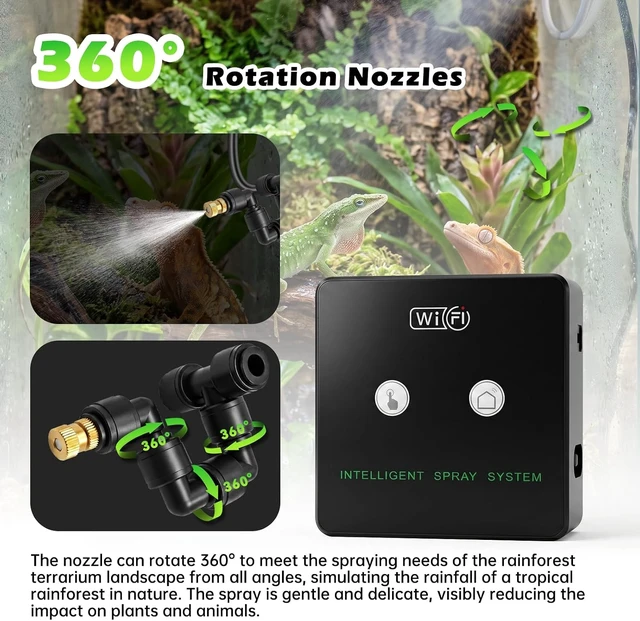 Alt view image 3 of 7 - WiFi Smart Reptile Mister with 360° Adjustable Nozzles, APP Control for Frog, Lizard & Amphibians