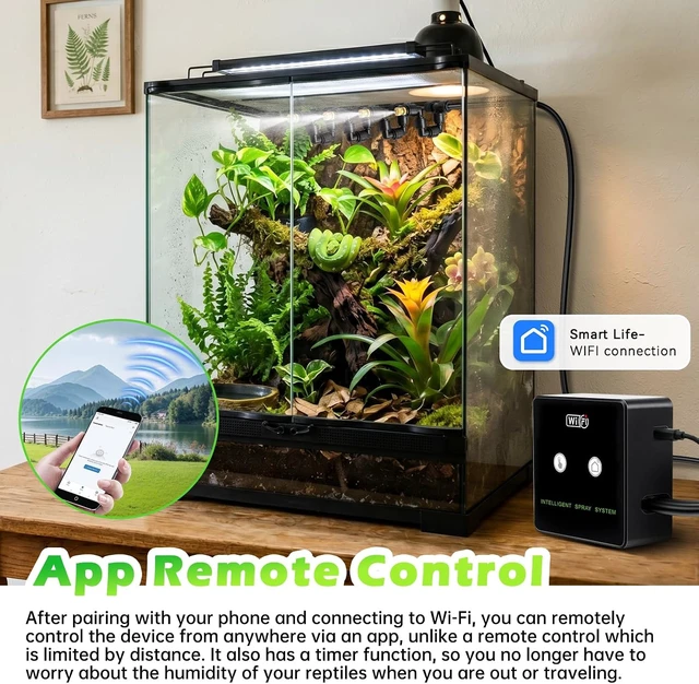 Alt view image 4 of 7 - WiFi Smart Reptile Mister with 360° Adjustable Nozzles, APP Control for Frog, Lizard & Amphibians