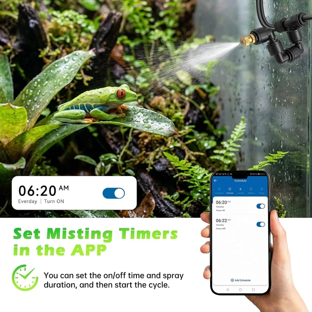 Alt view image 5 of 7 - WiFi Smart Reptile Mister with 360° Adjustable Nozzles, APP Control for Frog, Lizard & Amphibians